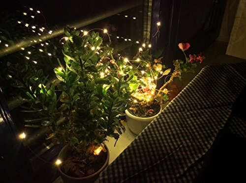 Vorally 10M 100er LED Kupferdraht Lichterketten warmweiß | Wasserdichte Aussen Sternen Lichterkette solar (Warmweiß) - 3