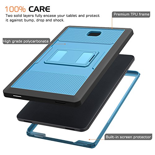 MoKo Galaxy Tab A 10.1 Hülle – [Heavy Duty] Ganzkörper-Rugged Hybrid Stand Cover Schutzhülle mit integriertem Displayschutz für Samsung Galaxy Tab A 10.1″ (2016) Wi-Fi/ LTE T580N / T585N?Keine Stiftversion?, Blau & Dunkel Grau - 2