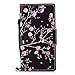 Produktbild HopMore Sony Xperia XA2 Silikon Leder Hülle mit Kartenfach Klappbar Design Muster Bumper Ledertasche Magnetverschluss Standfunktion Holster Bookstyle Schutzhülle Handyhülle Tasche Schale Cover Case pour Xperia XA2 -- Rosa Blumen