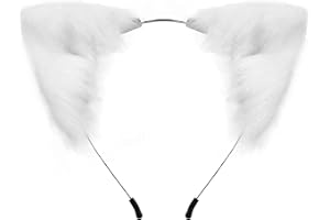 PPFINE Copricapo fatto a mano con orecchie di gatto, lupo, volpe, accessori per costume di Halloween, Natale, cosplay