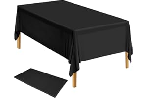 ‎ELECLAND ELECLAND Schwarze Kunststoff-Tischdecke, 137 x 274 cm, schwarze Kunststoff-Tischdecke, rechteckig, für Innen- und Außenbereich, Babyparty, Hochzeit, Geburtstag, Party-Dekorationen