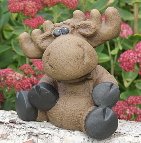 Steinfigur Elch sitzend – Hellbraun, Deko, Figur, Garten, Stein, frostsicher - 2