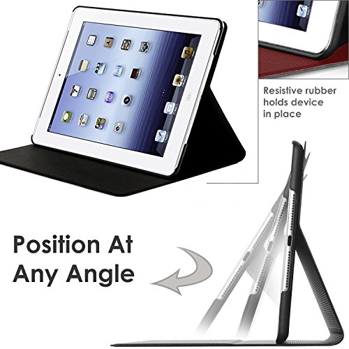 Forefront Cases® Neue Leder Hülle / Tasche / Case / Cover für Apple iPad 2 / iPad 3 / iPad 4 – Rundum-Geräteschutz und intelligente Auto-Sleep-Wake-Funktion mit 3-JAHRES-GARANTIE VON FOREFRONT CASES – inkl. Eingabestift und Displayschutz - 3