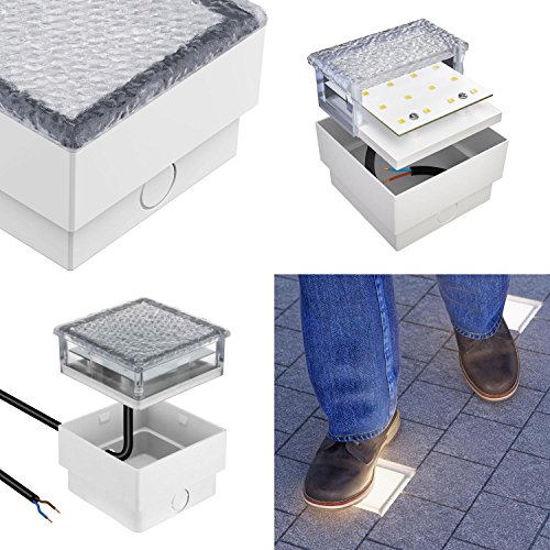 parlat LED Einbaustein Wegbeleuchtung CUS, 10x10cm, 230V, warm-weiß, 3 Stk. - 2