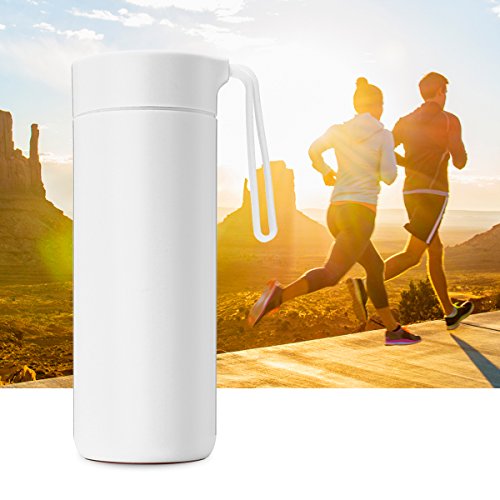 TAPCET 400ml Weißes Reisebecher Vakuum Thermosflasche Edelstahl Isolierflasche Trinkflasche Becher Unten mit Saugnäpfen Für Büro Schule Fitness Outdoor Sport