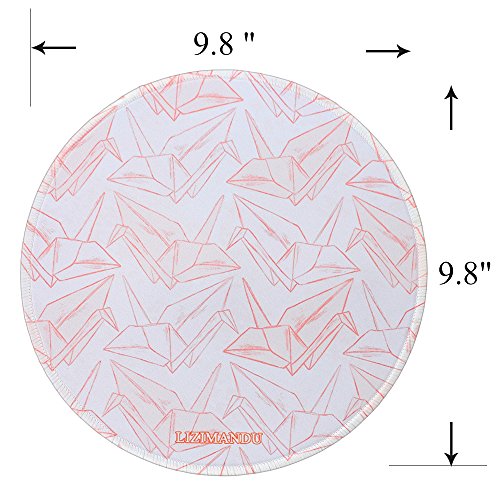 Gaming Mauspad(250 x 250 x 3 mm) ,Lizimandu Silent Designer Runde Round Mousemat /Standard Size mit Anti-Rutsch-Leder-Runde Double Sided Durchmesser 25 cm für alle gängigen Mouse-Typen(Rosa Kranich/Pink Crane) - 3