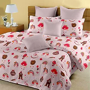 EasyGoods Cute 3D Cartoon Printed King Sized Kids Bedsheet with 2 Pillow Covers | 240 Thread Count Size 108 x 108 Inches | Kids Collection