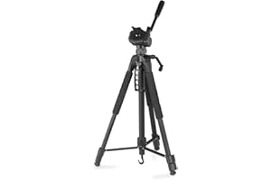 Hama Stativ Kamera Action 165 3D (Leichtes Fotostativ inkl. Handy-Halterung, Tripod mit 61-165cm Höhe, Dreibeinstativ mit 3-Wege-Kopf, Spiegelreflexkamera Stativ für Canon/Nikon/Sony) schwarz