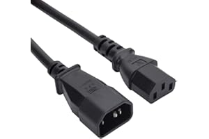 iSynq 0.5m IEC Power Extension Cable Kettle Male to Female UPS Lead C13 - C14 Mains 240V 10A