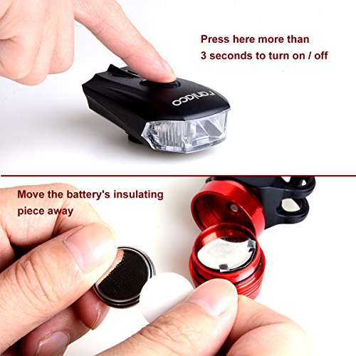 Fahrradlicht, Raniaco 400 Lumen USB wiederaufladbare Fahrradbeleuchtung Set, LED Sicherheits Fahrrad Licht, Sport Beleuchtung, für draußen, helle weiße Frontlicht und rote Rücklichter - 4