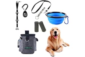 SSRIVER Kit de Dressage pour Chiot - 6 pièces - Sonnette réglable - Sifflet pour contrôler l'arrêt des aboiements - Bol et Sac à déjections Canines - Ensemble de Dressage pour Chien