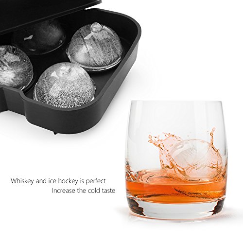 Eiskugelform Ice Ball Mould Sphere, Silikon Ice runden Maker 4 runde Eiskugeln mit 4,5 cm Durchmesser, perfekt für japanischen Whiskey, Cocktail und jedes Getränk - 2