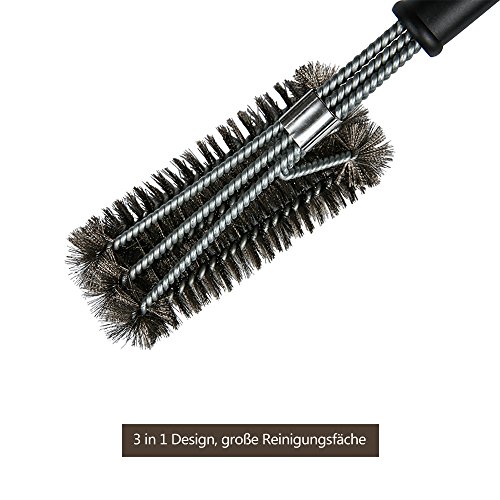 Warmoor BBQ 3 in 1 Grillbürste, Grillbürsten mit Edelstahlborsten, Edelstahl Reinigungsbürsten mit extra langem Griff - 5
