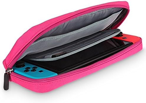 ohCome Cottony Carrying Case for Nintendo Switch - Portable Soft Cottony Shell Pouch Protective Travel Carrying Case with 10 Game Cartridge Holders for Nintendo Switch NS NX 2017 (Red)