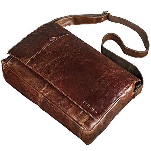 STILORD Businesstasche mit Laptopfach 15,6 Zoll Umhängetasche Herren Damen Aktentasche Unitasche Bürotasche Schultertasche Antik Leder braun - 3