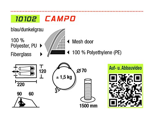 High Peak Pop Up Zelt Campo, Blau/Dunkelgrau, 10102 - 