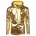 Produktbild Manadlian Herren Fun-Tops & Shirts, Männer Lackleder Hip Hop Pullover Kapuzenpullover Hipster Oberteile Shirt Silber Sweatshirts Goldjacke (L, Gold)