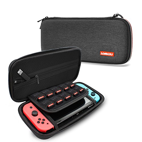 Preisvergleich Produktbild Lammcou Tasche für Switch Schutztasche Tragetasche Aufbewahrungstasche Aufbewahrung Travel Case Mario Party Super Smash Bros Splatoon Odyssey Zelda PAW Patrol FIFA Sonic Switch Dunkelgrau