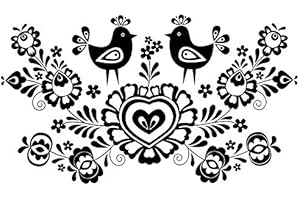 ARTISTIC SPONGE Folk Love Cocks Roosters Reusable Stencil A3 A4 A5 & Bigger Sizes Shabby Valentine's / Folk2 (PVC Reusable Stencil, A5 Size - 148 x 210 mm, 5.8 x 8.3 in)