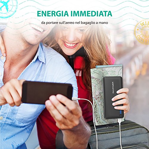 Caricabatterie Portatile 26800mAh a 3 Porte RAVPower Batteria Esterna (5.5A di Uscita / 2.4A max per Porta) con Tecnologia iSmart 2.0 per Cellulari, Tablet e Smartphone