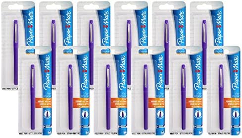 Paper Mate Flair Felt Tip Pens, 0.7mm, Medium Point (12-Count, Purple)