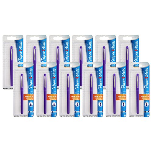 Paper Mate Flair Felt Tip Pens, 0.7mm, Medium Point (12-Count, Purple)