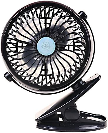 Mini USB Clip and Desk Personal Fan, Quiet Operation,Portable Clip Fan Rotatable Clamp Fans USB or Battery Powered Table Fan Rechargeable Mini Desk Fan for Home Office Baby Stroller Car Laptop Study Table Gym Camping Tent mini fan - Black