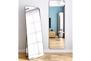 Bai You Mei Spiegel ganzkörper 150cm*40cm Ganzkörperspiegel Standspiegel Spiegel Groß Wandspiegel mit Ständer zum Stehen oder Anlehnen (Schwarz)