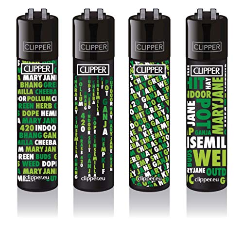 Clipper® - Set di 4 accendini Cannafonts