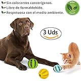 3 PELOTAS DE 2 TAMAÑOS DIFERENTES: 2 pelotas para perros grandes y medianos y 1 para mascotas pequeñas. Las pelotas de goma maciza, miden: 7 cm las grandes y 5 cm la pequeña.