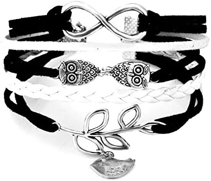 Uniqueen Infinity Bracelets Owl Sideways Tree Of Life Leather Rope Bracelet Sale