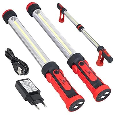 Maclean 58915 MCE230 COB LED XXL 2 lampes d'atelier Lampe de travail Lampe à main Aimant Crochet Double Modes Max. 1200 (2 x 600 lumens)