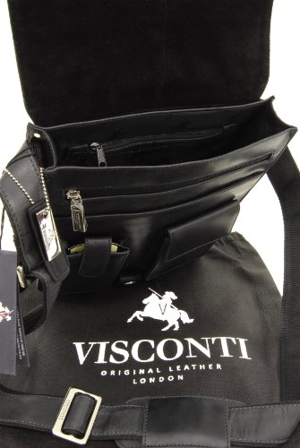 Organizer-Umh  ngetasche aus Leder von Visconti  18410  - Schwarz - GR    E  B  25 H  30 T  7 cm 