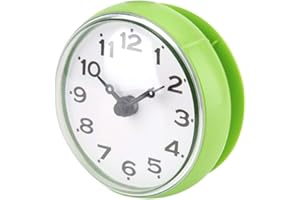 TBEST Zegary na Wieże, Wodoodporny Zegar, Czerwona Metalowa Łazienka, Małe Zegary z Przyssawką, Zegary z Przyssawką Wodoodporne Okno Przyssawki Lustro Kąpiel Prysznic Zegar Łazienka (Zielony)