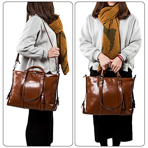S-ZONE Frauen 3-Weg-Tragen Echtes Leder Tasche Handtasche Schultertasche - 7