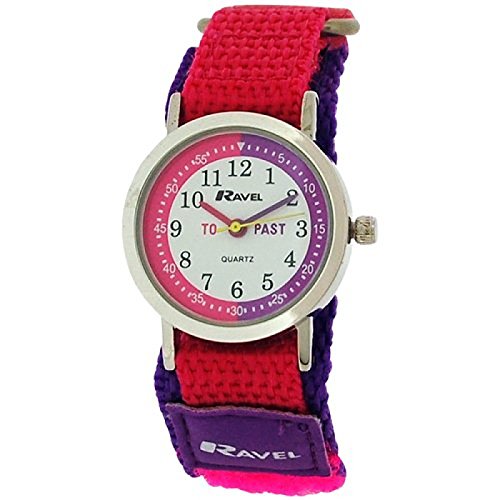 Ravel Kinderzeitlernuhr rosa/violett Nylonklettarmband R1507.53