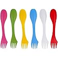 COMBR (Pack of 6) - 3 in 1 Ultralight Utensils Spork Combo for Outdoor Camping Picnic - Gadget Spoon Tableware Cutlery - Travelling Accessories