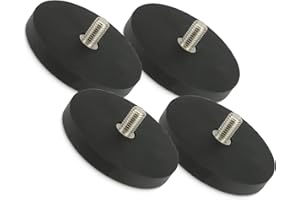 MVT GmbH Neodym Magnete Scheiben mit Gewinde - Gummierte Magnetscheibe - M8 Außengewinde 22KG Stark 66mm - Gummi Magnet Rund zum Schrauben [4 Stück], Schwarz