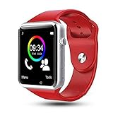 leegoal Bluetooth-Smart-Uhr, Touchscreen-Fitness-Uhr-Smart-Armbanduhr, SIM-Kamera-Tracker-Recorder-Audiovideo-Wiedergabe Smartphone-kompatibles IOS-Android-Telefon Mann-Frau-Kind-Schwarz