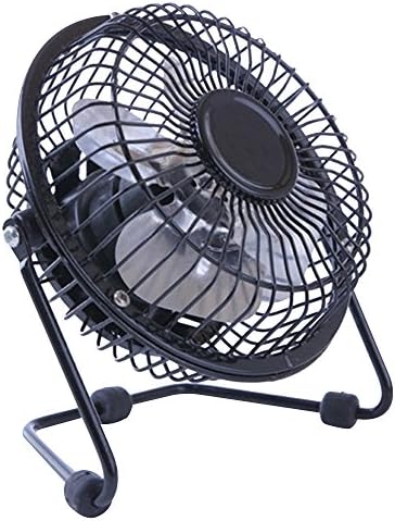 Jinberry 4" USB Mini Metal Desk Fan for Office or Home (Angle Adjustable), Cooling Quiet Electric Table Fan for PC / Laptop - Black