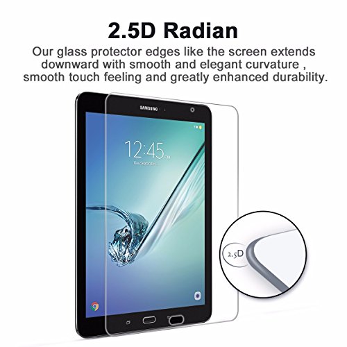 [2-pack] Galaxy Tab S2 / Tab S3 9.7 Schutzfolie, SIDARDOE gehärtetes Panzerglas Schutzglas für Samsung Galaxy Tab S2 / S3 9.7 Displayschutzfolie, HD ultra klar, 0,33mm, 2,5D abgerundete Ecken, Härtelevel 9H, kratzfest,Fingerabdruck-frei,Lebenslange Garantie - 8