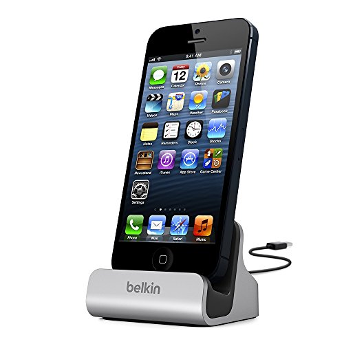 Belkin Mixit - Base dock de carga y sincronizaci  n  para iPhone  compatible con iPhone 8 8  y iPhone X  acabado de aluminio  cable USB de 1 2 m integrado   plateado