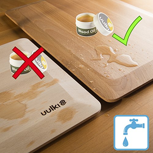 Uulki Holzschneidebrett ‚Parallelogramm‘ Feine Qualität Handgefertigt & Holzwachs zum Behandeln – Schneidebrett mit Schrägen Kanten aus Europäischem Buchenholz kann beidseitig benutzt (38x25cm) - 4