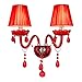 Produktbild European Crystal Wall Lampe Hochzeitszimmer Bedroom Bedside Lampe Red Wall Lampe Kreativ Ktv Hotel Corridor Wall Lampe European Bedroom Living Room Wall Lamp Bedside Lampe