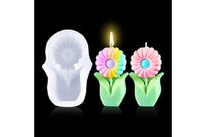 HyzaPhix Resina Stampi Fiore Stampo Epossidico Girasole Tulipano Stampini Candele Fai da Te Silicone Mould per Cioccolato, Torte, Fondente, Sapone, Candela (Sunflower)