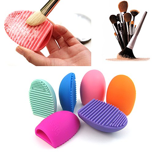 Mangotree Make-up Pinsel Reinigung Massage Werkzeug Silikon Handschuhe Reiniger Kosmetik Clean Tools (2 Stücke, Rosa + Mint Grün) - 4