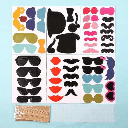 *Versand aus Deutschland* 51 Tlg. Party Foto Verkleidung Schnurrbart Lippen Brille Hüten Photo Booth Props Set Hochzeit Partymitbringsel - 3