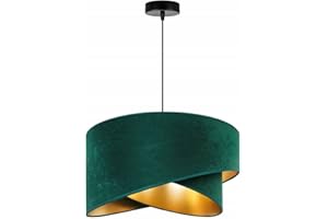 LIGHT HOME LH Light-Home Milano Lampadario a Sospensione - Lampadario Industriale per Soggiorno Camera da Letto e Cucina - Lampade a Sospensione in Metallo e con Paralume di Velluto - E27 - Verde