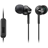 Sony MDR-EX110AP - Cuffie in-ear con microfono, Auricolari in silicone, Nero