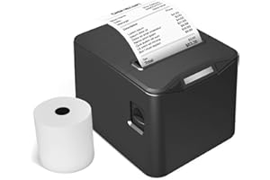 Bisofice Imprimante de Reçus 80 mm Thermique - Connexion USB+LAN, Ticket de Caisse, Prend en Charge Command ESC/POS pour Restaurants, Supermarchés, Commerce - Noir